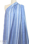 designer 'bleachy stripes' cotton lawn - denim tones