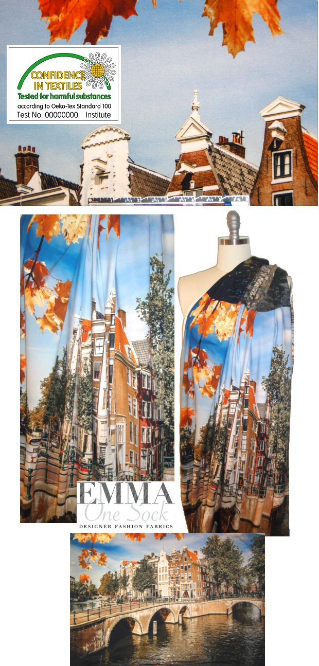 Dutch digital Amsterdam cotton/spandex knit panel