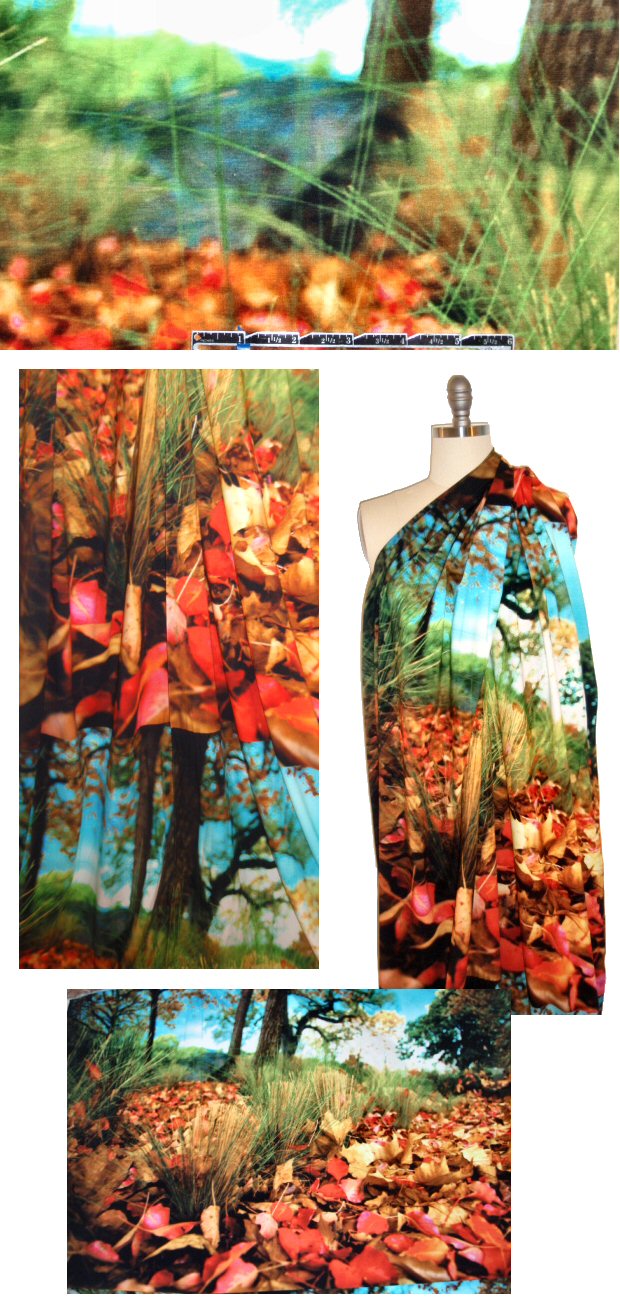 Dutch digital autumn scene cotton/lycra knit panel