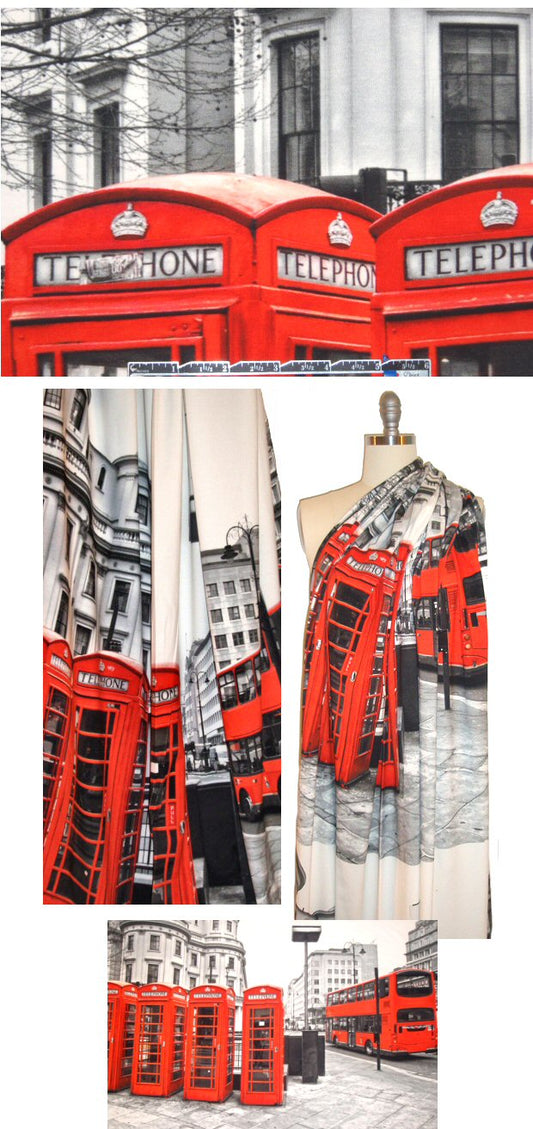 Dutch digital 'London icons' cotton/lycra knit panel