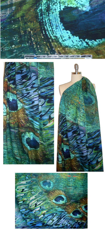 Dutch digital peacock feather cotton/lycra knit panel