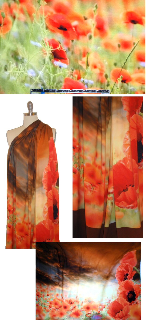 Dutch digital poppy field cotton/lycra knit panel