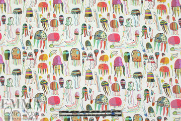 Dutch digital 'jellyfish' cotton/lycra knit - white