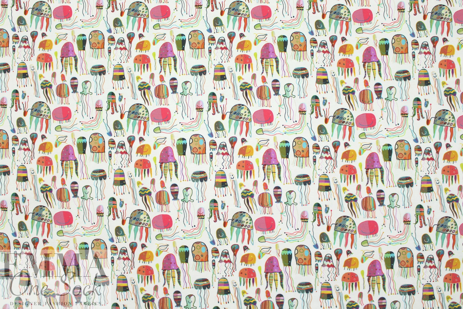 Dutch digital 'jellyfish' cotton/lycra knit - white