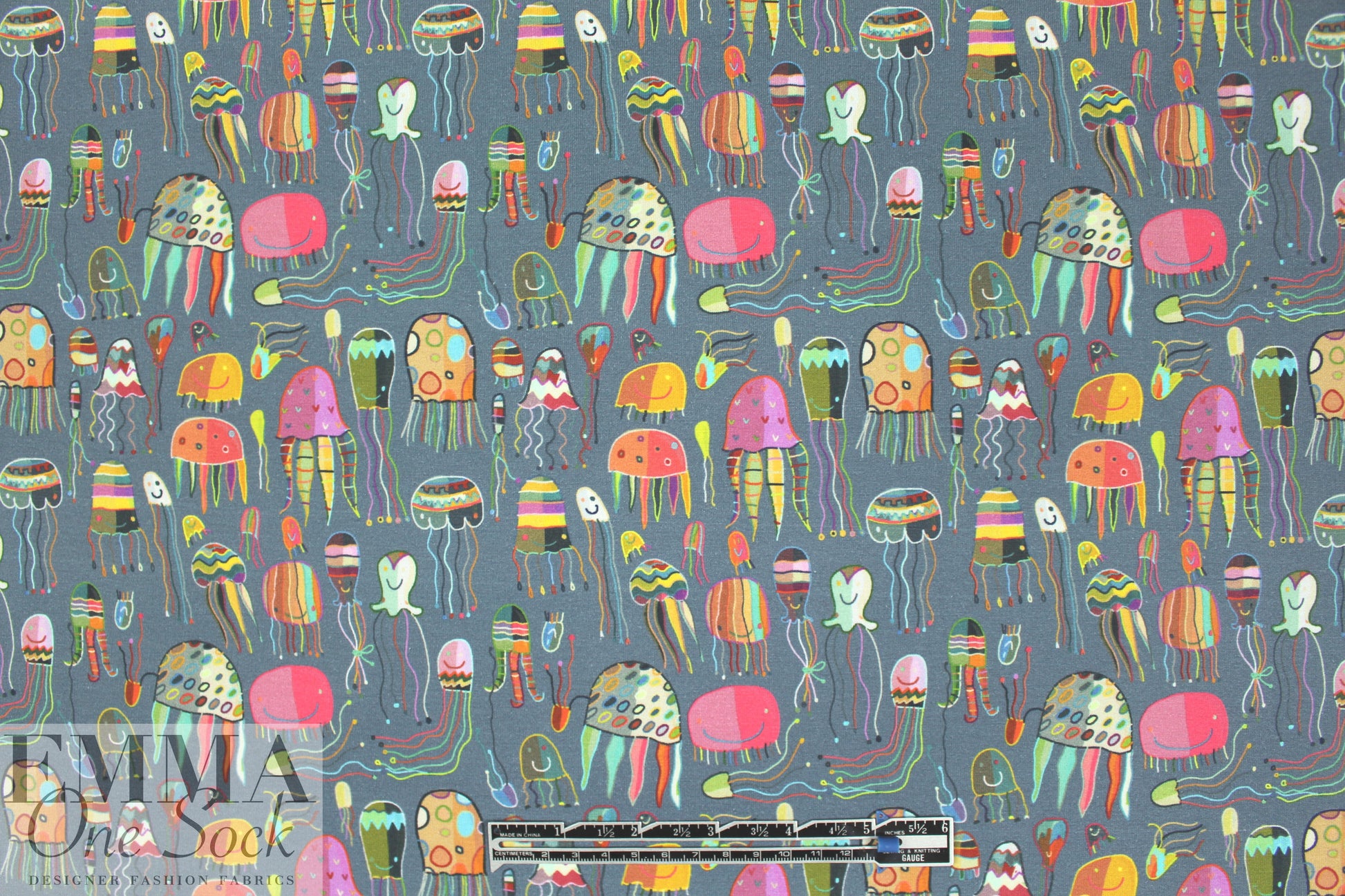Dutch digital 'jellyfish' cotton/lycra knit - gray