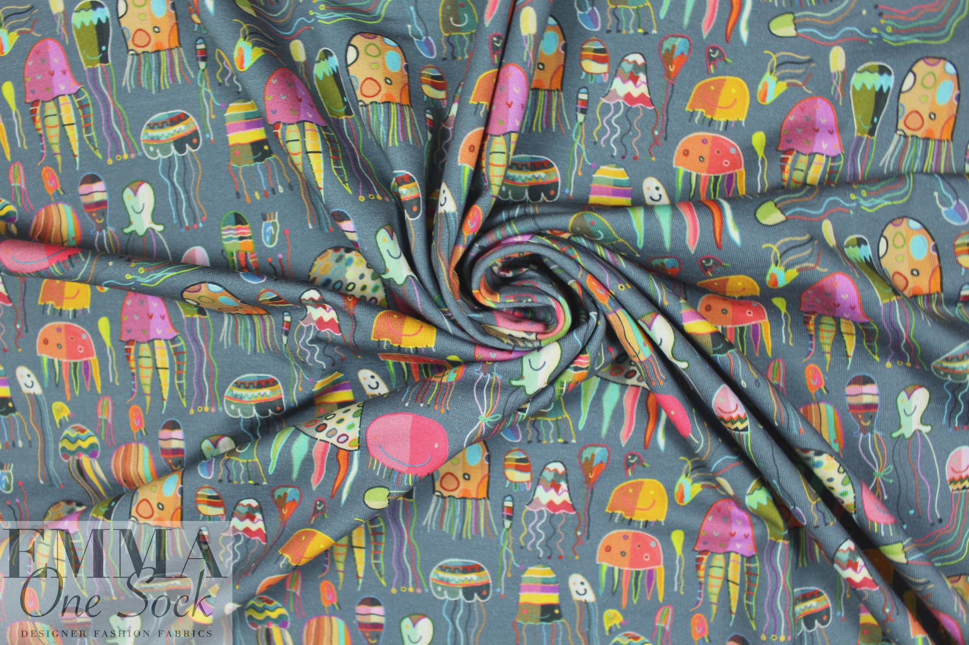 Dutch digital 'jellyfish' cotton/lycra knit - gray 1.875 yds