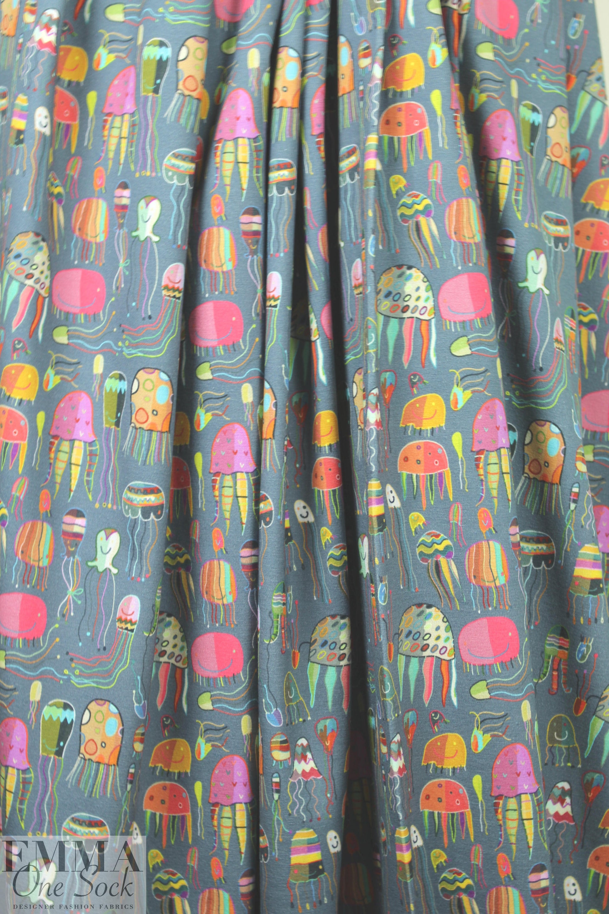 Dutch digital 'jellyfish' cotton/lycra knit - gray 1 yard