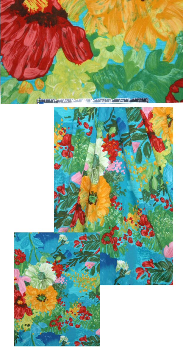 colorful painterly floral stretch cotton woven 1.5 yds