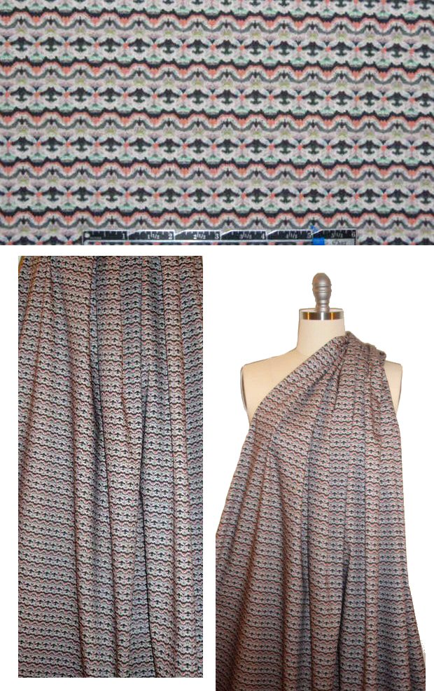 French clay/gray scallop graphic cotton/lycra twill 1.5 yd