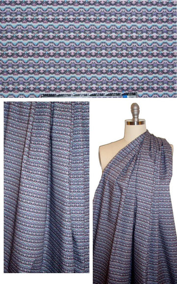 French lavender/blue scallop graphic cotton/lycra twill 1.66 yd