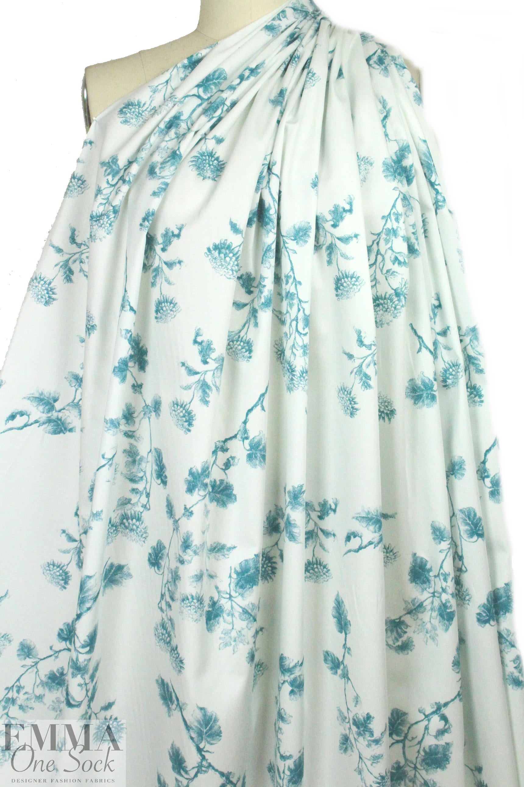 Italian satin finish cotton shirting - teal garden