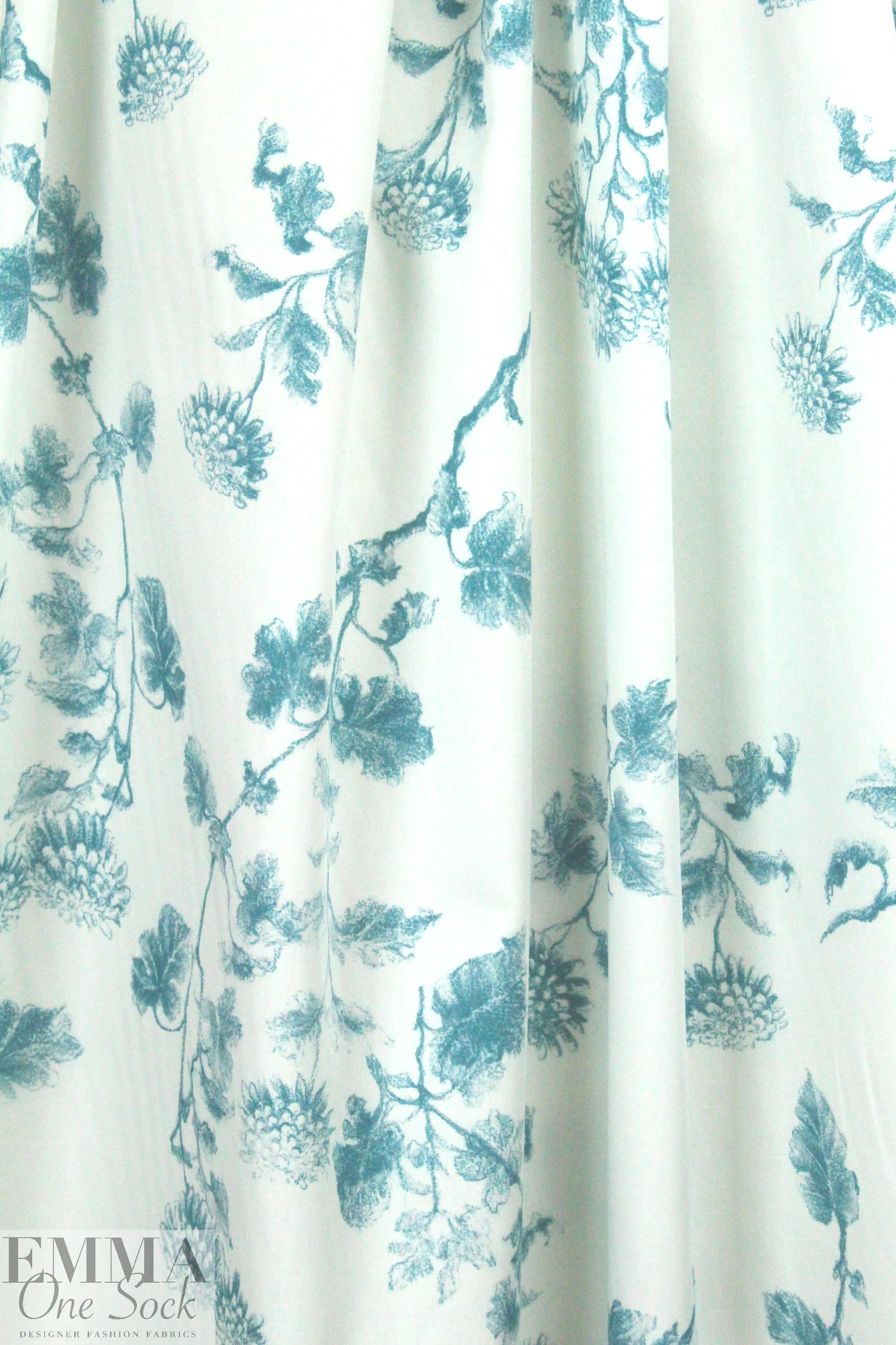 Italian satin finish cotton shirting - teal garden