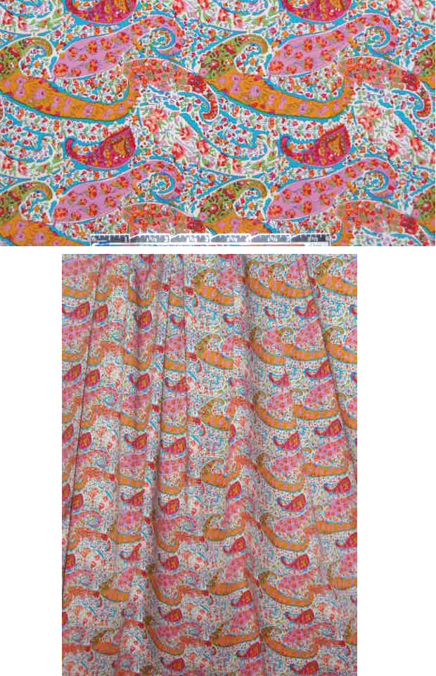 pink/pumpkin/sky paisley cotton stretch woven