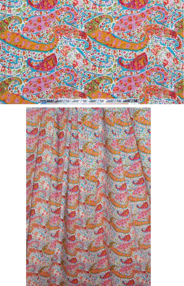 pink/pumpkin/sky paisley cotton stretch woven