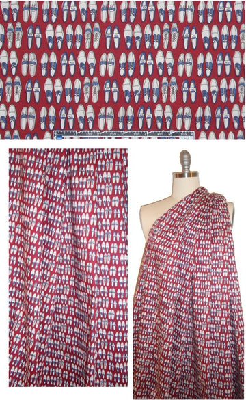 shoe closet cotton/lycra shirting - cranberry/blue 1.5 yd