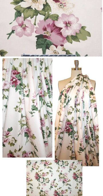 anitque pink floral bouquet cotton/lycra sateen