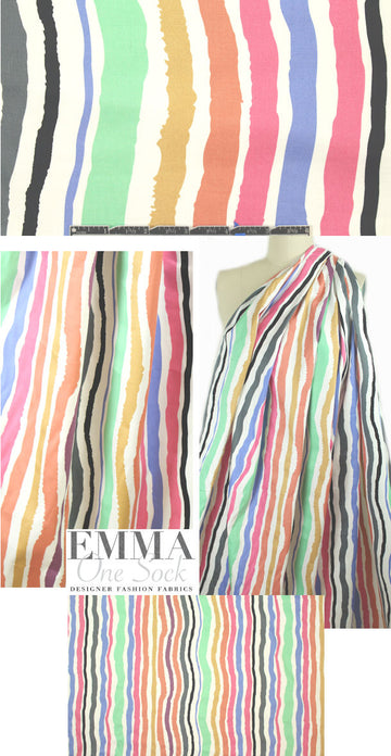 painted stripes cotton/spandex sateen