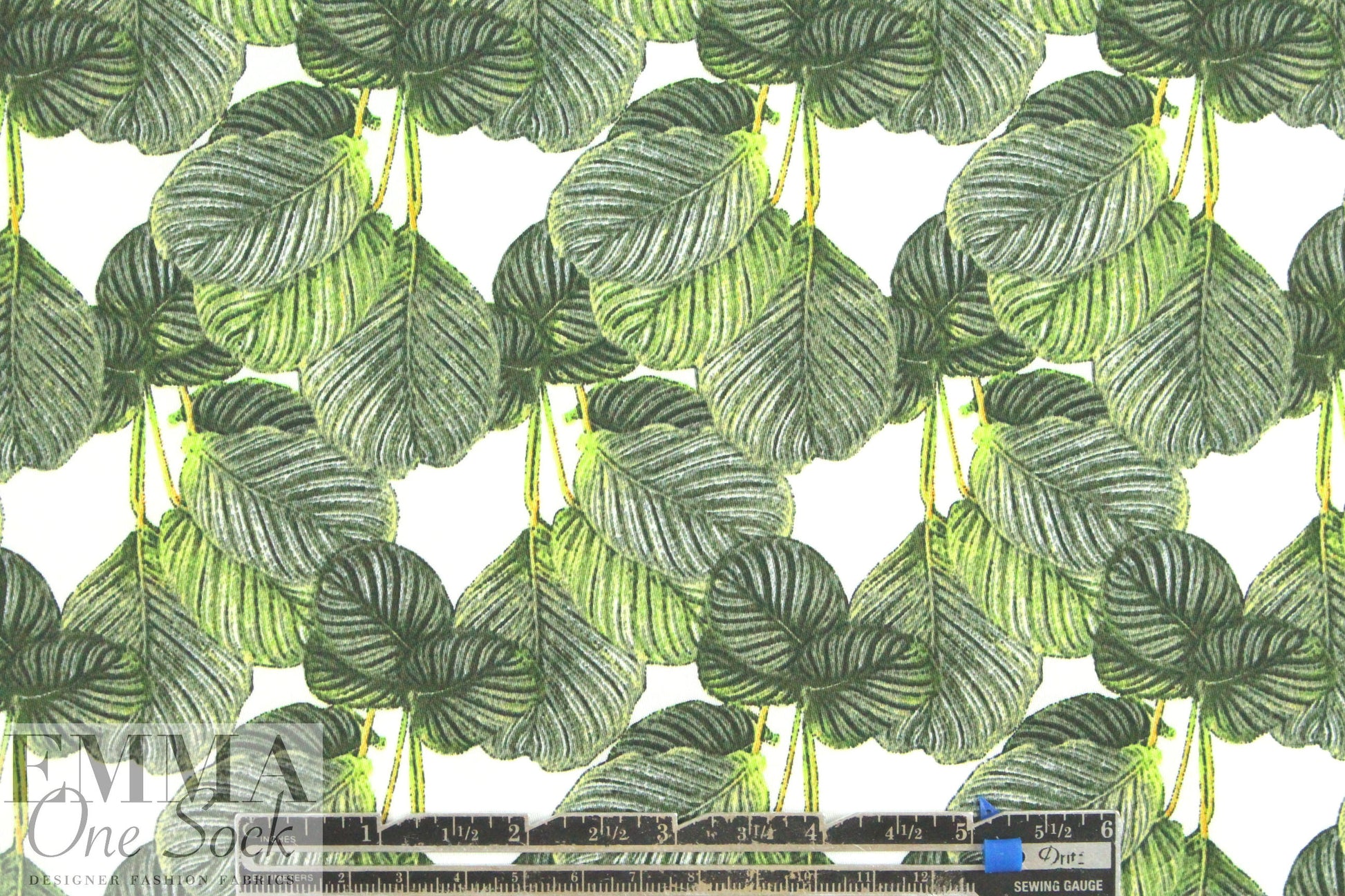 green leaves cotton/spandex sateen