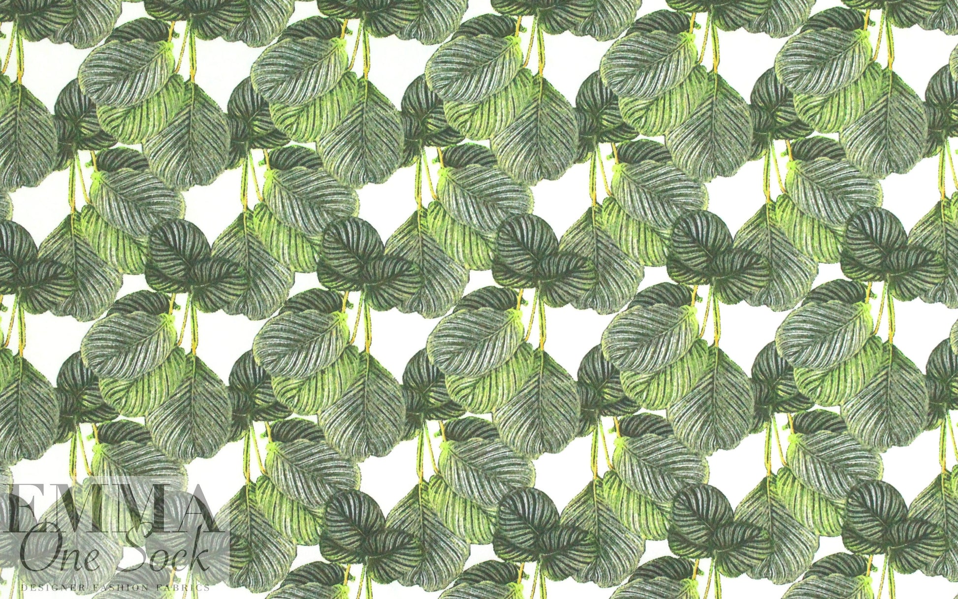 green leaves cotton/spandex sateen