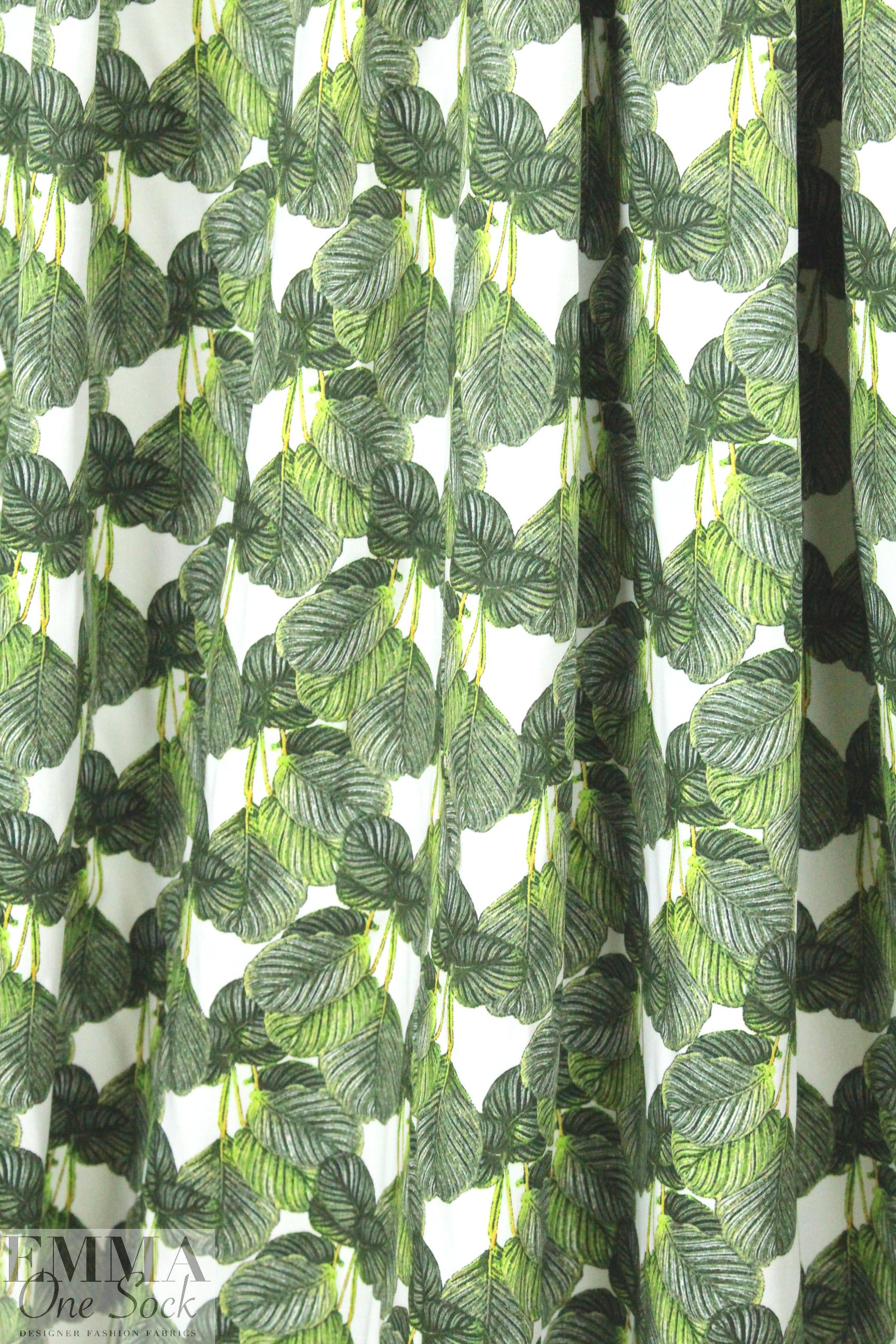 green leaves cotton/spandex sateen