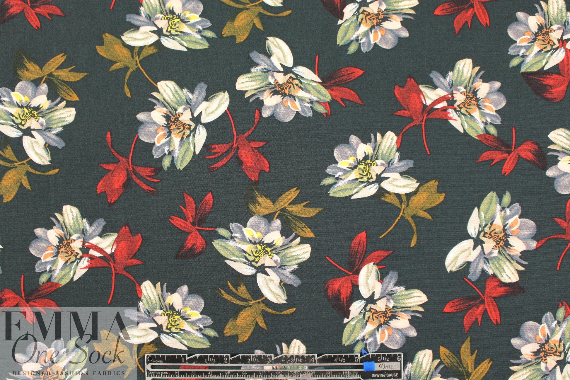 nocturnal flowers cotton/spandex shirting 1.125 yds