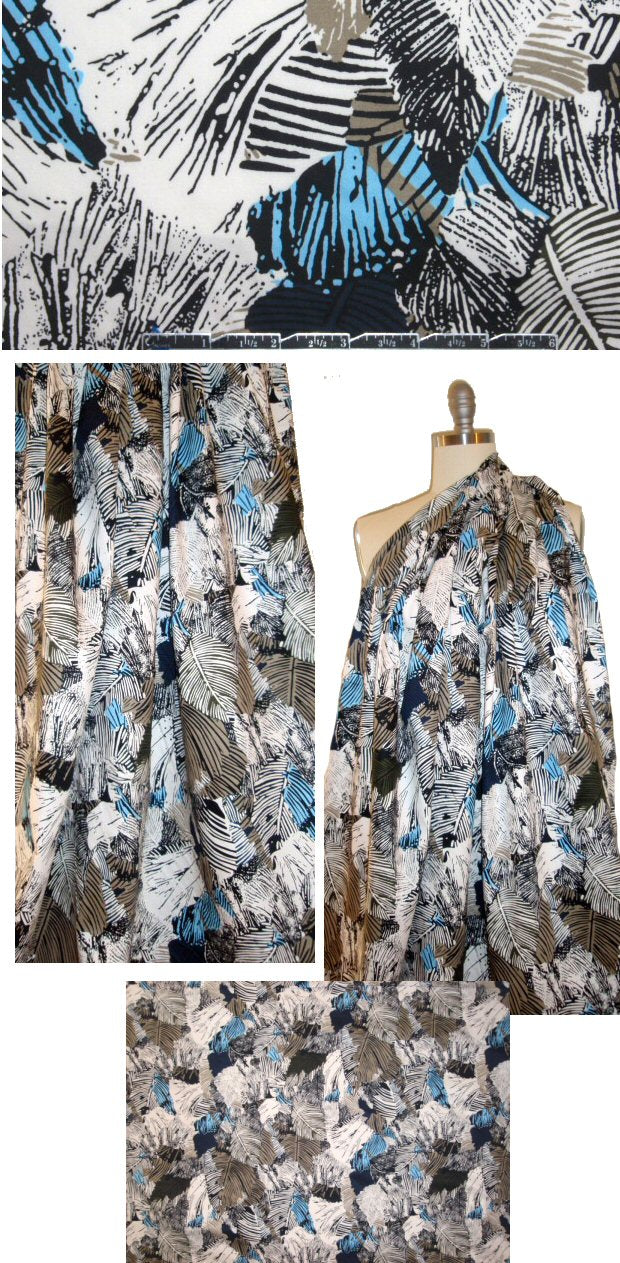 colorized leaf stamp print cotton/lycra woven 1.25 yd