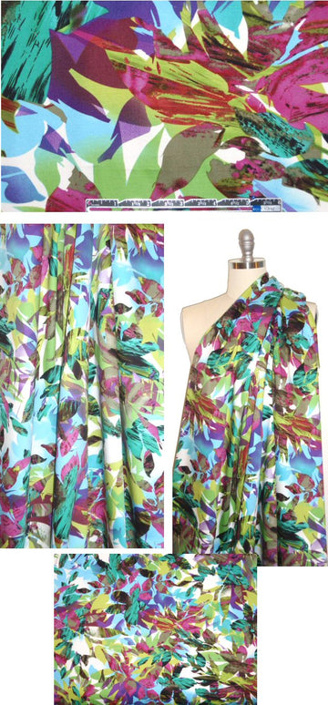 colorful leaf collage stretch cotton sateen 1.33 yd