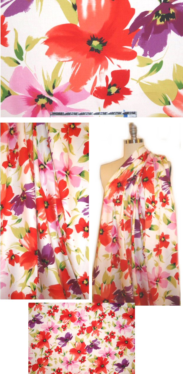 summer garden floral stretch cotton sateen 1.125 yds