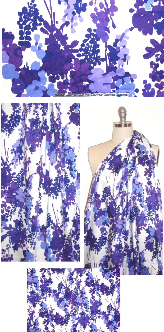 lavender tones floral stretch cotton sateen 1.625 yds