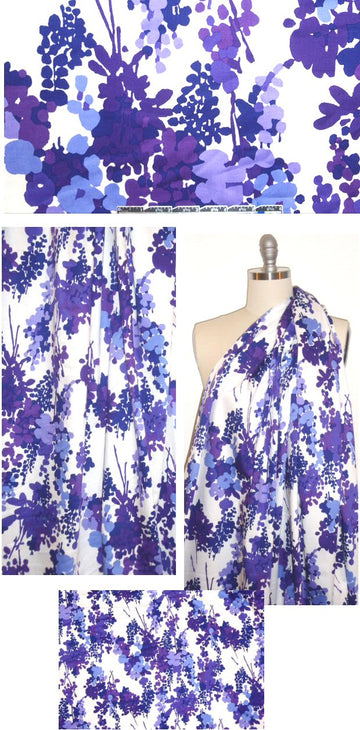 lavender tones floral stretch cotton sateen 1.625 yds