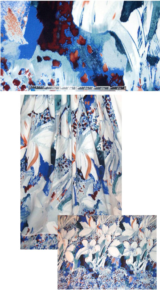 Tahari painterly floral panel stretch cotton twill