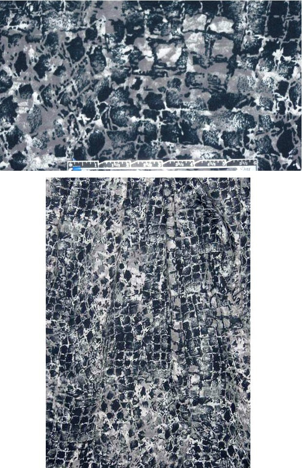 The0ry cellular abstract printed stretch denim .95 yds