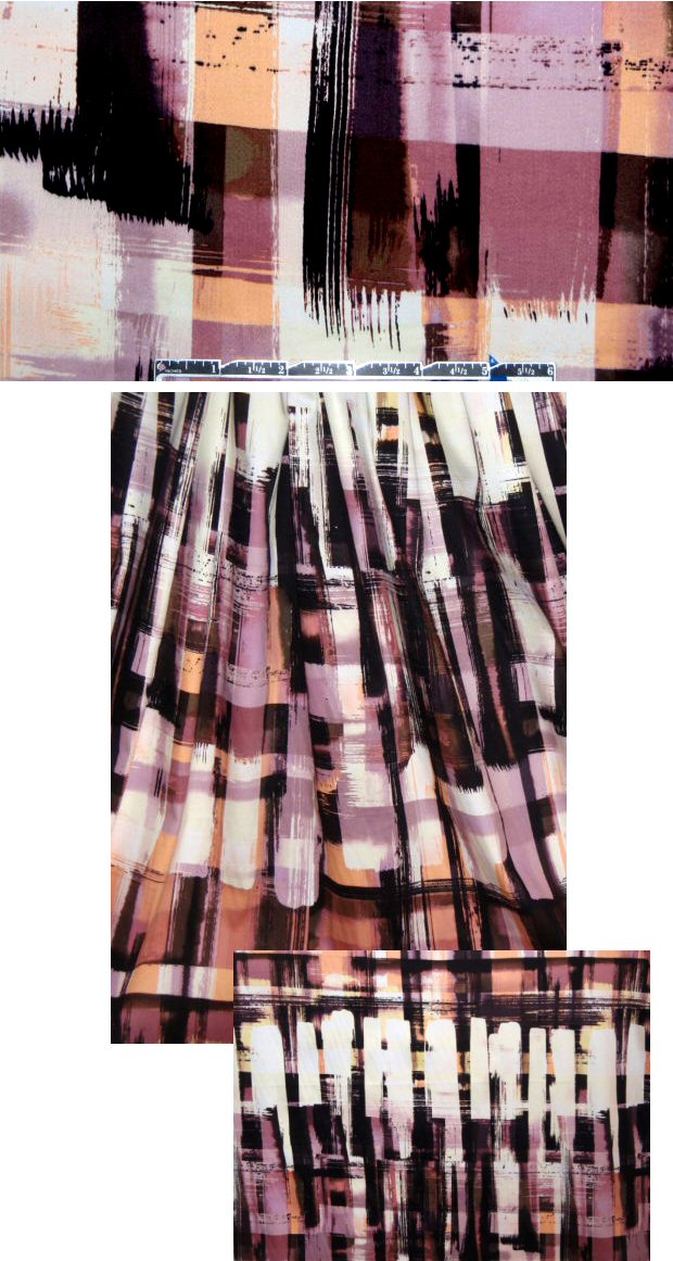 NY designer brushstroke grid panel cotton/lycra 1 panel