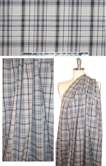 CA designer gray tones plaid cotton/lycra shirting .80 yds