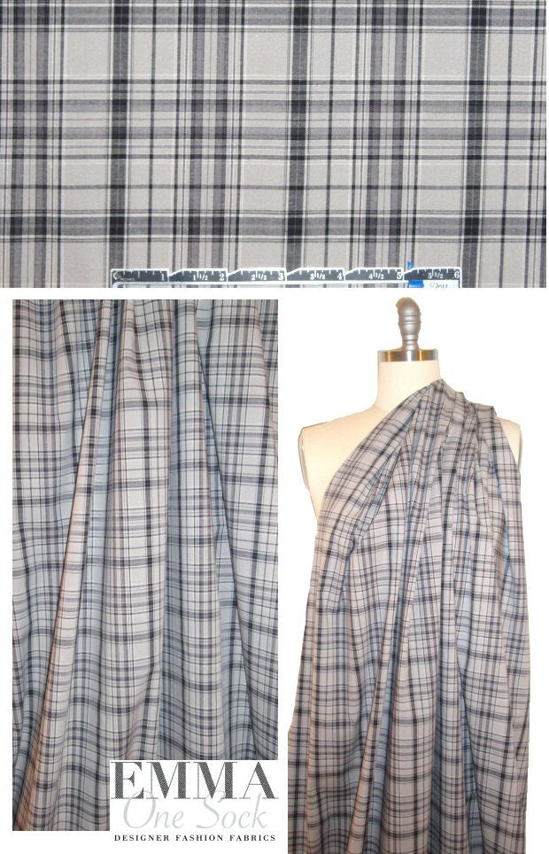 CA designer gray tones plaid cotton/lycra shirting