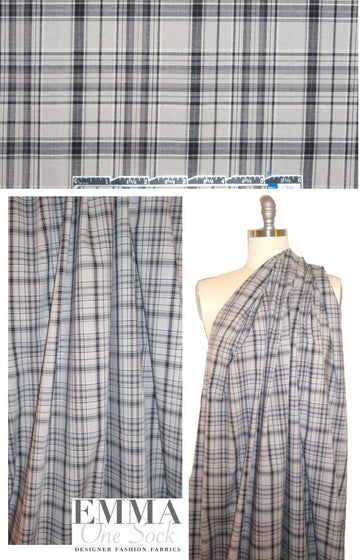 CA designer gray tones plaid cotton/lycra shirting