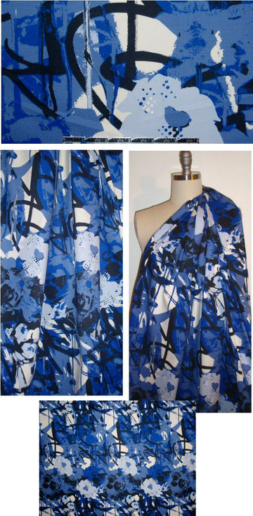 DKNY stylized floral cotton/lycra - blues/black