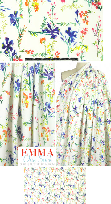 Italian printed 'matte hybrid' - flowery graphic