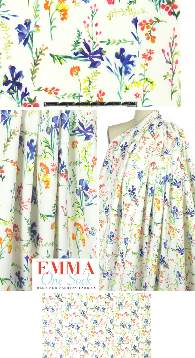 Italian printed 'matte hybrid' - flowery graphic 1.875 yd