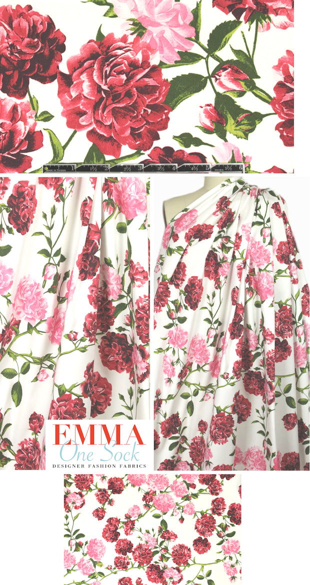 Italian vintage rose cotton stretch woven