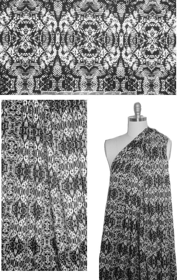 Me1issa Masse black/white graphic design COTTON/lycra knit 1.75 yd