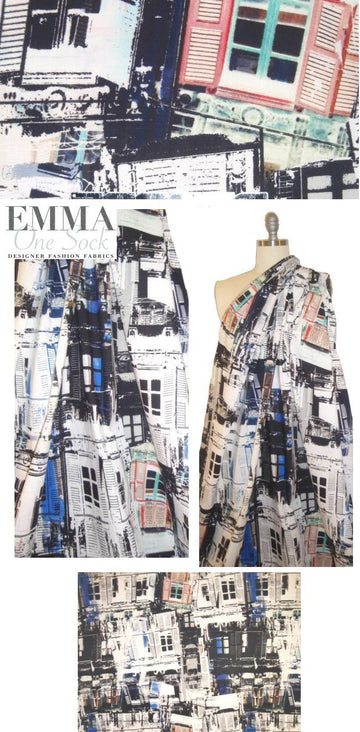 Mi11y city windows montage cotton/lycra woven