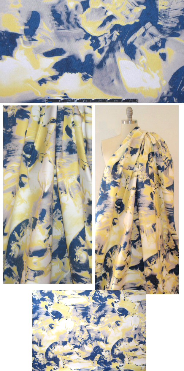 0pening Ceremony lemon/denim skateboard cotton stretch 1.625 yd
