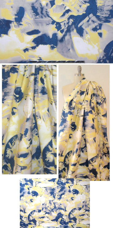 0pening Ceremony lemon/denim skateboard cotton stretch 1.375 yd