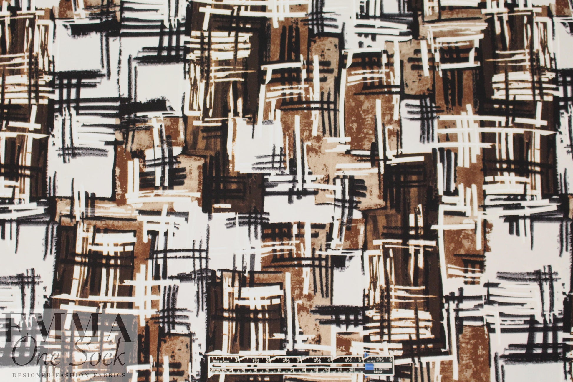 Italian crosshatch graphic cotton stretch woven