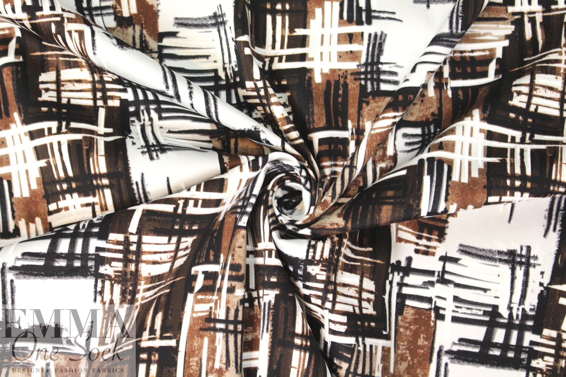 Italian crosshatch graphic cotton stretch woven