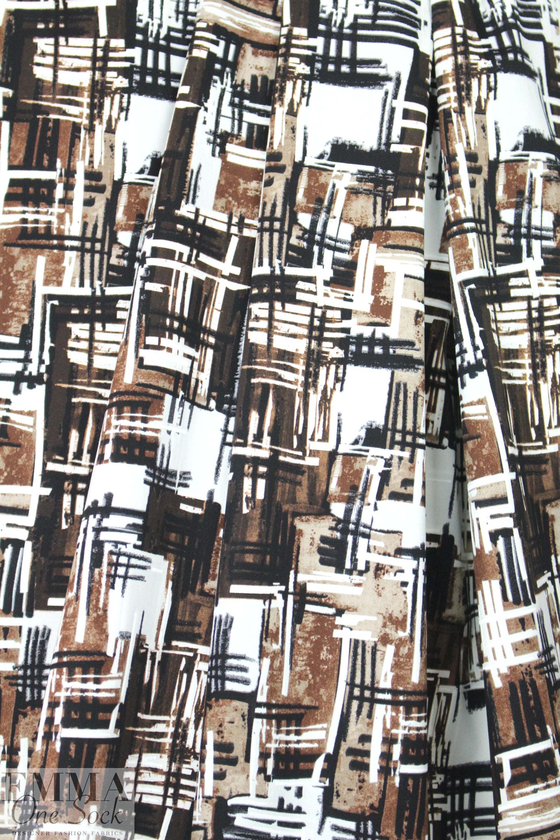 Italian crosshatch graphic cotton stretch woven