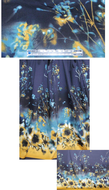 Tahari nocturnal garden panel stretch cotton sateen 1.125 yds
