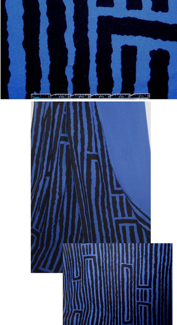 NY designer graphic blue/black cotton woven