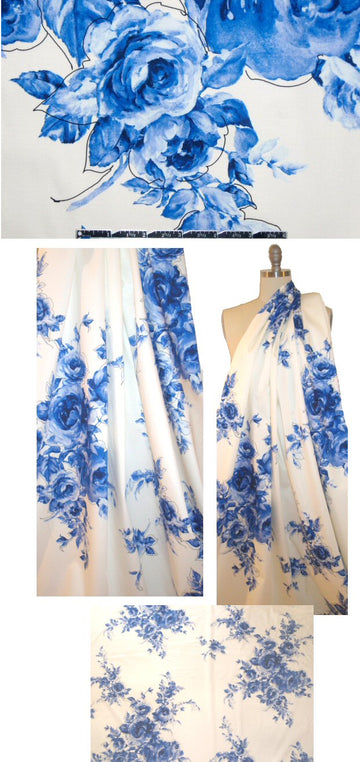 NY designer painted flowers cotton/lycra sateen